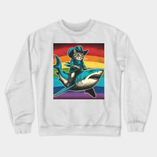 Cat Riding a Shark Crewneck Sweatshirt